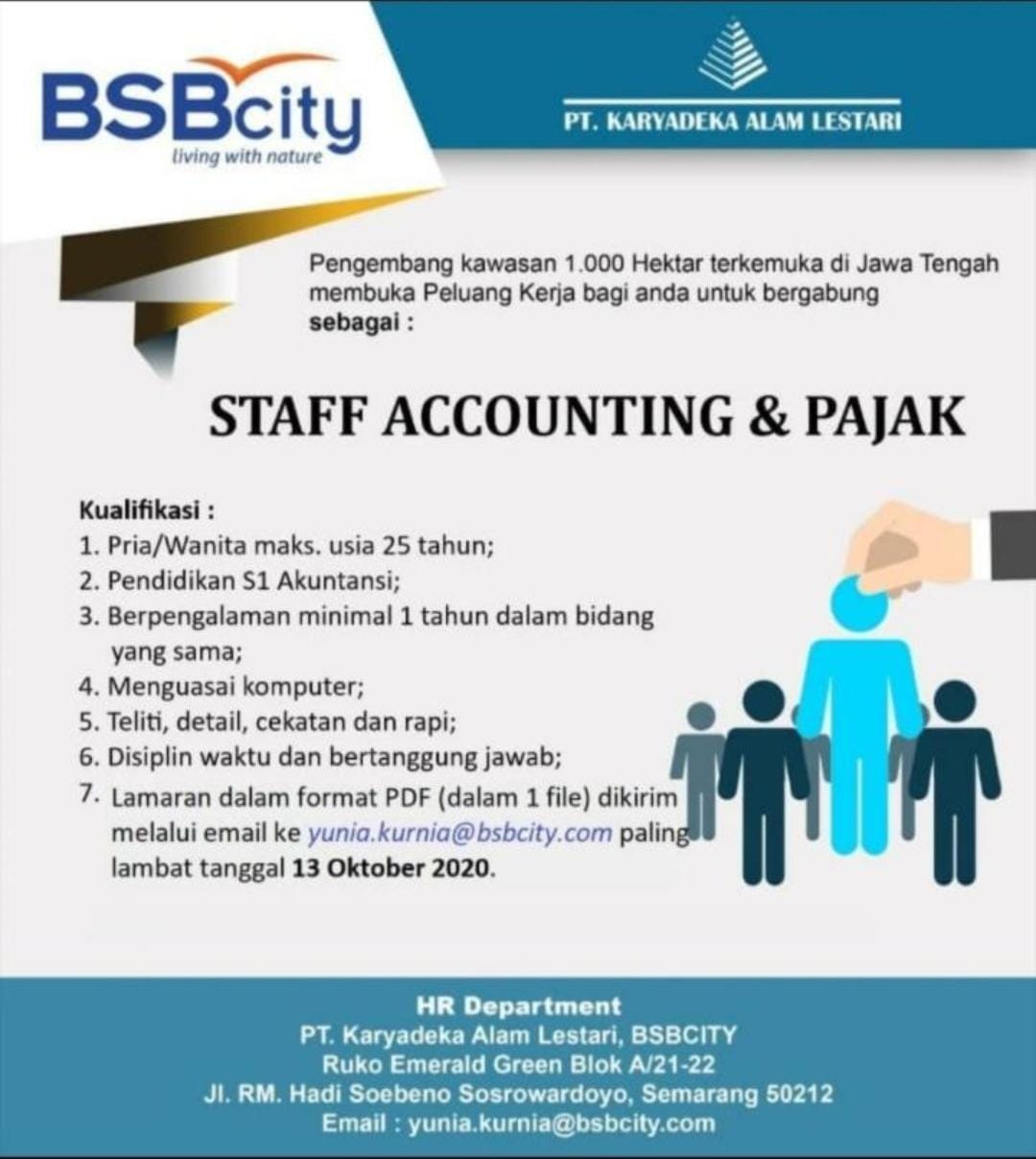 Lowongan Staf Accounting & Pajak BSB City Semarang