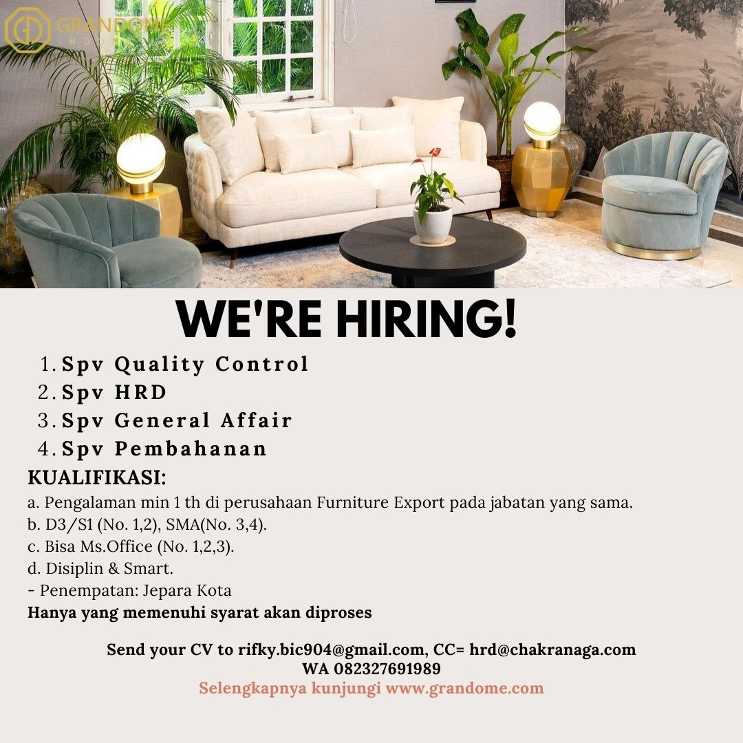 Lowongan Perusahaan Furniture Export