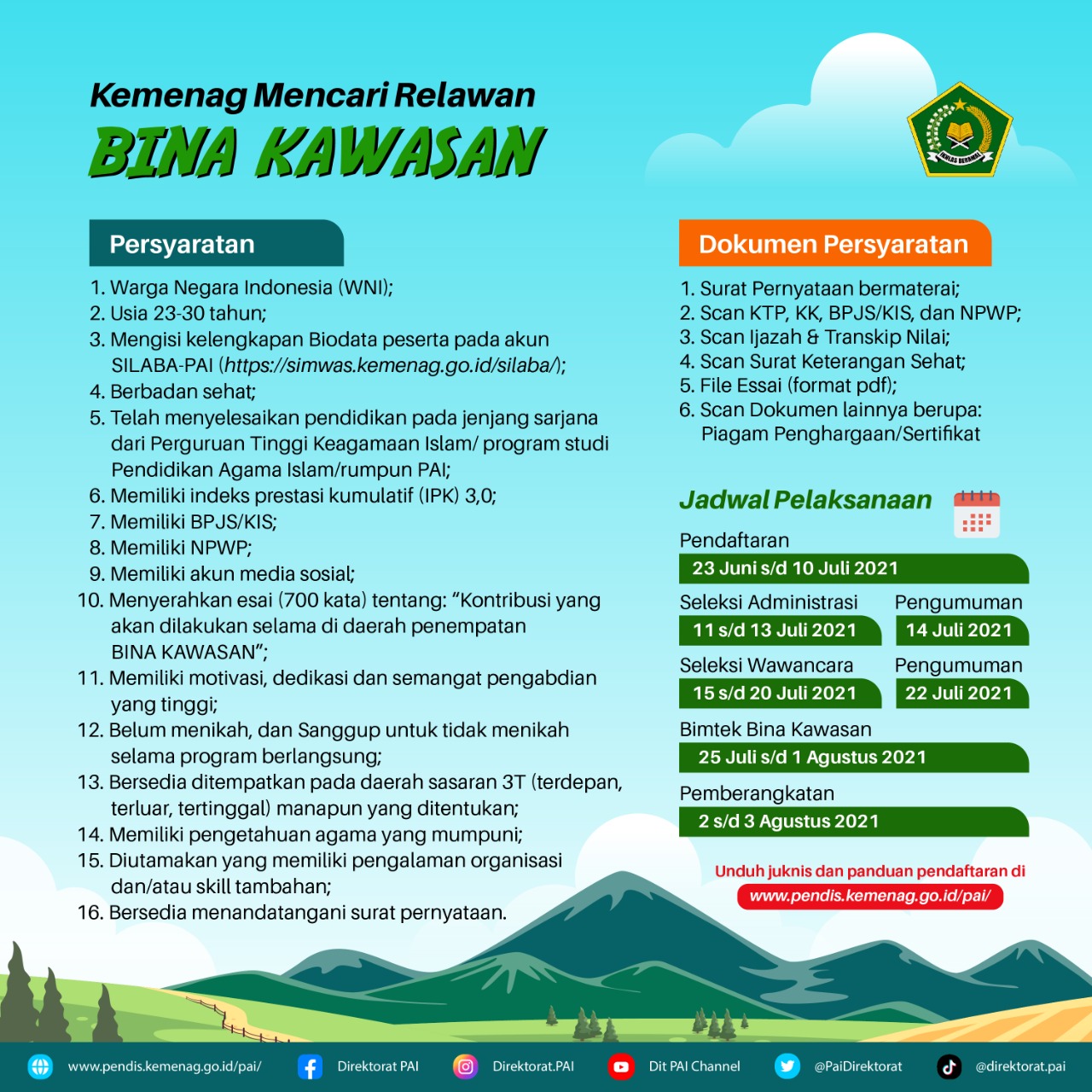 Rekrutmen Relawan Bina Kawasan KEMENAG