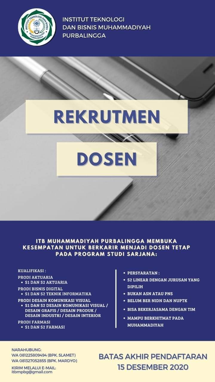 Rekrutmen Dosen ITB Muhammadiyah Purbalingga