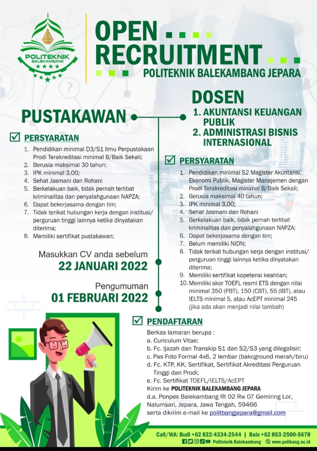 Lowongan Politeknik Balekambang Jepara