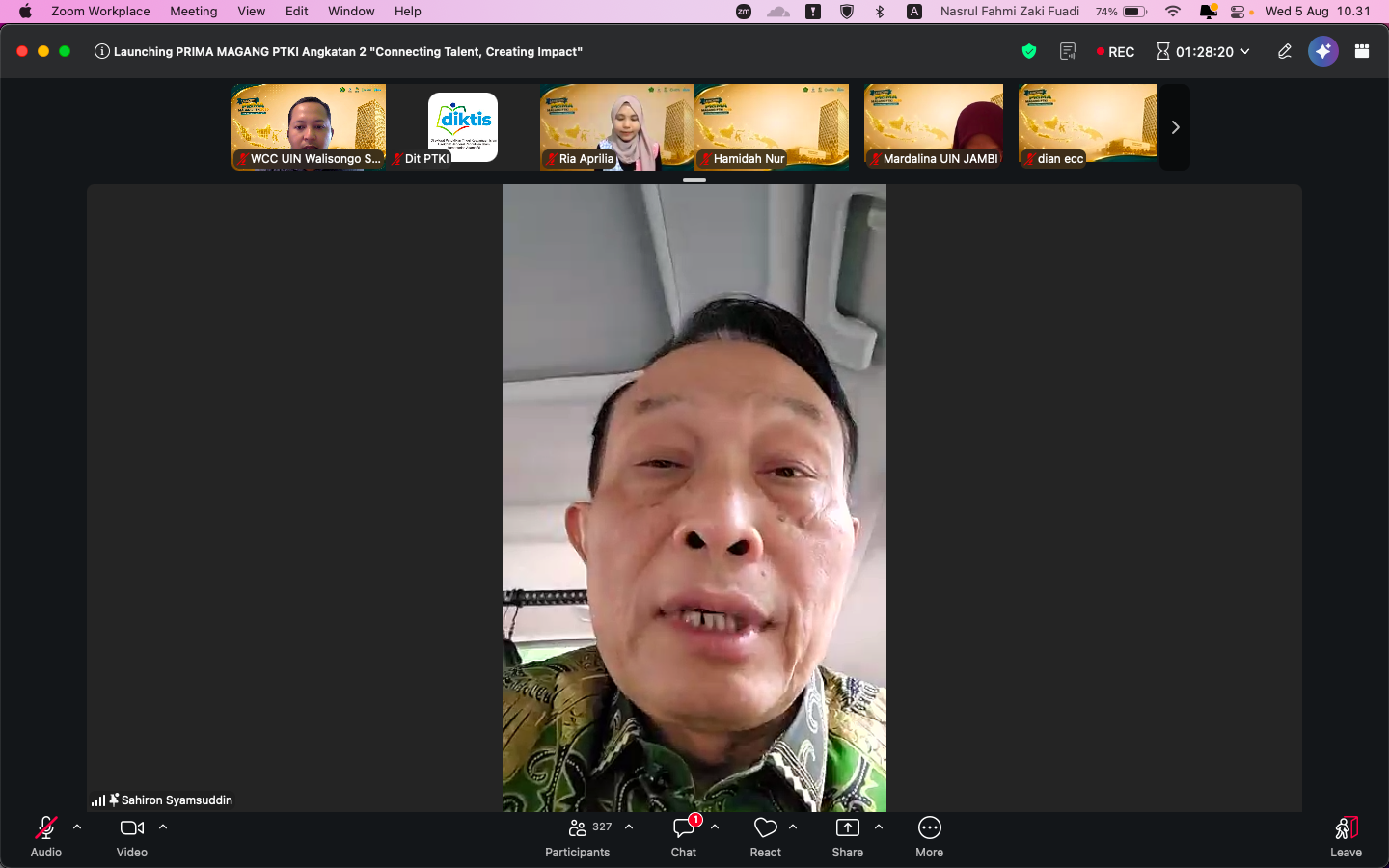sambutan dari Direktur Pendidikan Tinggi Keagamaan Islam (Diktis) Kementerian Agama RI, Prof. Dr. Phil. Sahiron Syamsuddin, M.A.
