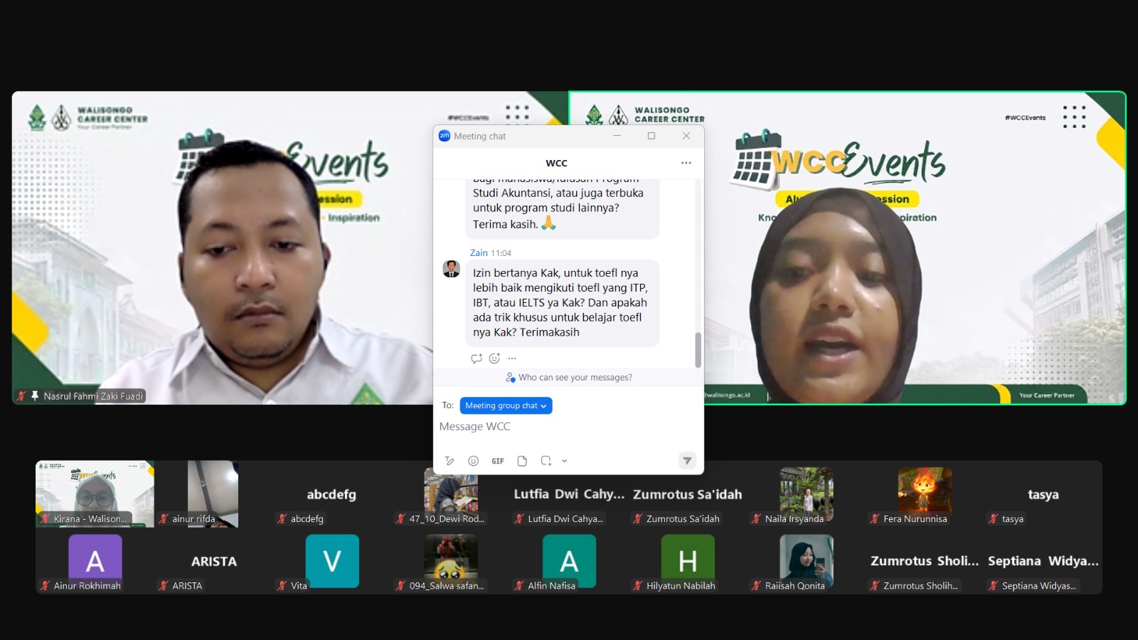 Peserta menyimak materi beasiswa magister pada Alumni Sharing Session WCC UIN Walisongo Semarang